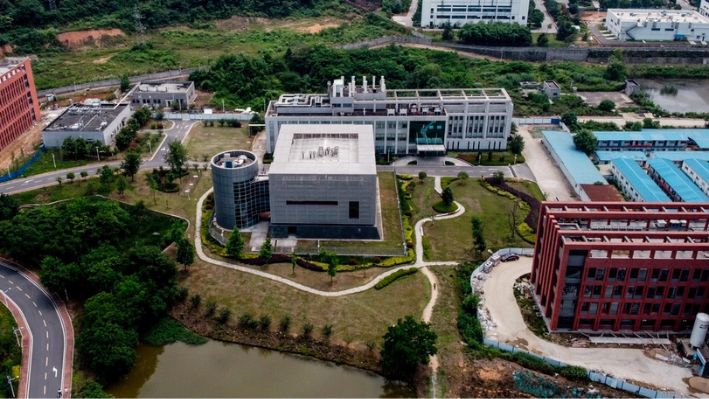 Una vista aérea del laboratorio P4 (C) en el campus del Instituto de Virología de Wuhan en Wuhan, provincia de Hubei, China, el 27 de mayo de 2020. (Hector Retamal/AFP vía Getty Images)