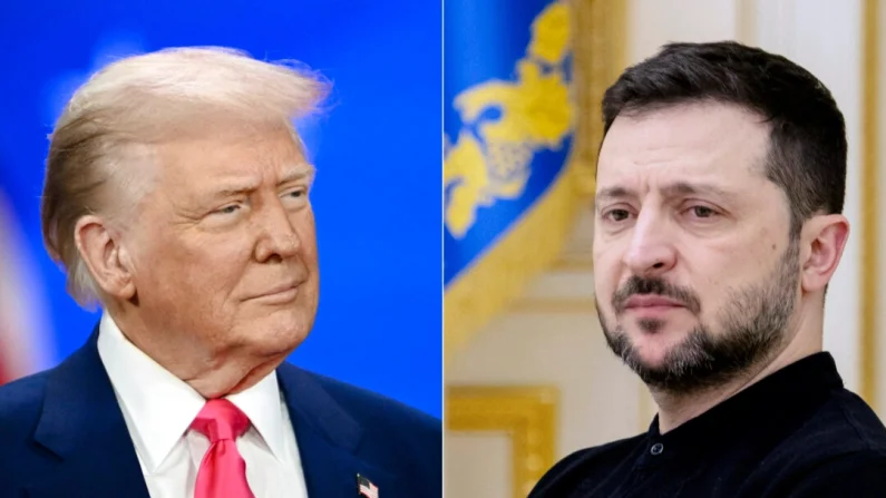 (Izquierda) El presidente de los Estados Unidos, Donald Trump, el 22 de febrero de 2025. (Derecha) El presidente de Ucrania, Volodimir Zelenski, el 12 de febrero de 2025. (Alex Wroblewski y Tetiana Dzhafarova/AFP a través de Getty Images).
