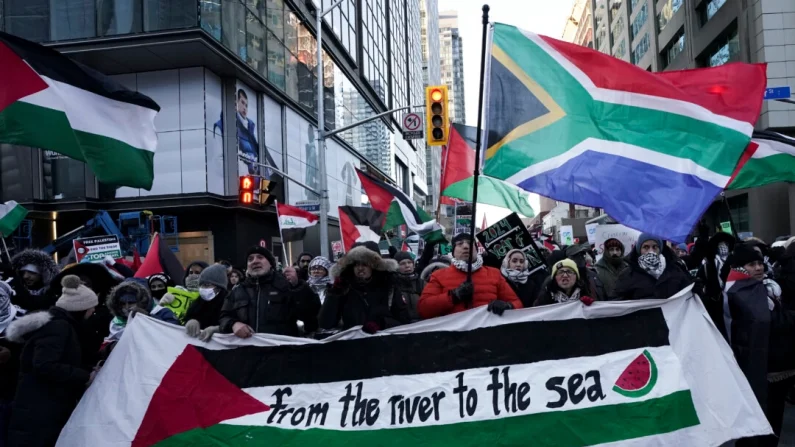 Pro-Palestinian protesters march in a rally in Toronto on Jan. 14, 2024. The Canadian Press/Arlyn McAdorey
