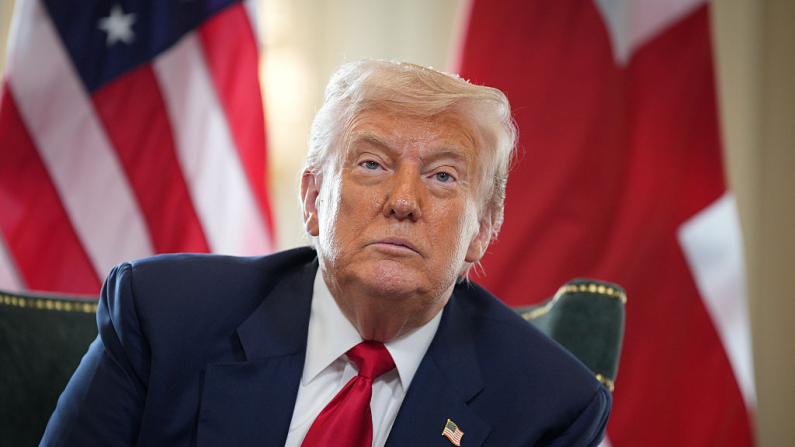 El presidente de Estados Unidos, Donald Trump, en el club de golf Trump Turnberry el 28 de julio de 2025 en Turnberry, Escocia. (Christopher Furlong/Getty Images)