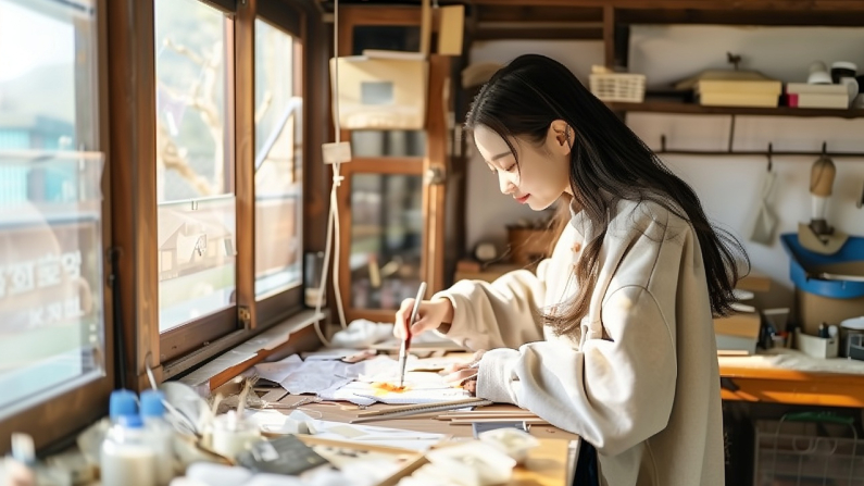 Una joven dedica tiempo en la elaboración de un proyecto artístico. QuickModel_Images. Pixabay