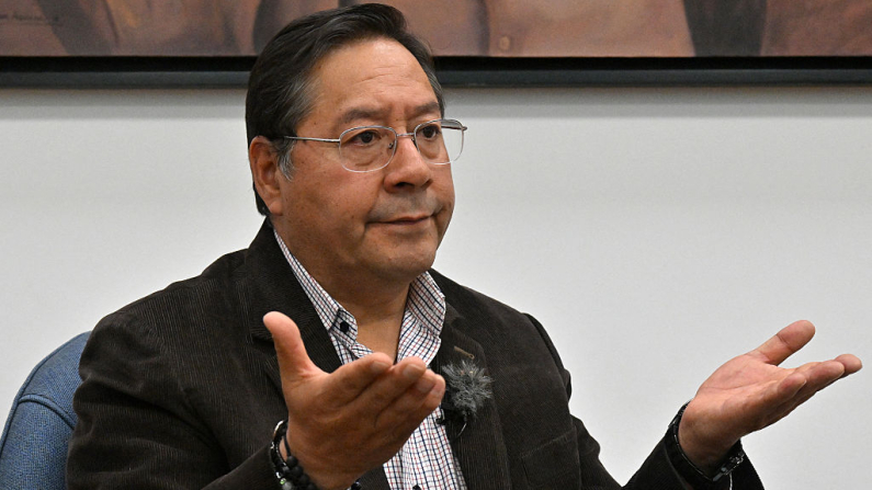 El presidente boliviano Luis Arce Catacora en una imagen de archivo de una entrevista con AFP en la Casa Grande del Pueblo en La Paz el 18 de junio de 2025. Foto: Aizar Raldes/AFP/ via Getty Images